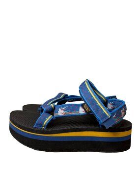 Teva Womens Size 7 Platform Universal Sandals Black Blue Unicorn Strappy Sport E